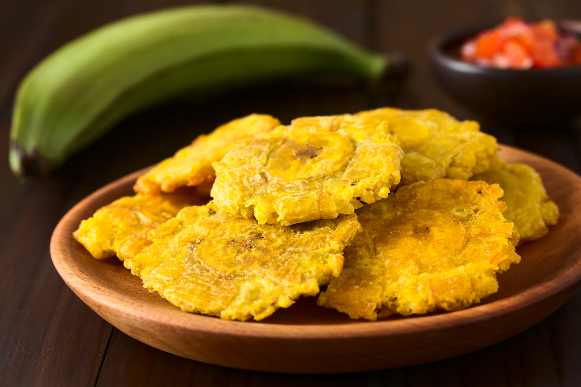 Patacon Or Toston, Fried and Flattened Pieces of Green Plantains, a Traditional Snack Or Accompaniment in the Caribbean